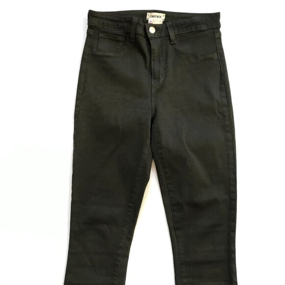 L'Agence Margot Coated High Rise Ankle Skinny Jeans Womens 28 Army Green Stretch - Picture 4 of 13
